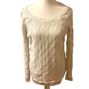 Guess Los Angeles White Knit Sweater with Gold Chain Detail Womens Medium Cream